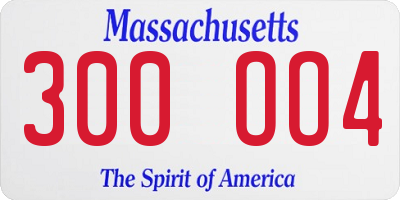 MA license plate 300OO4