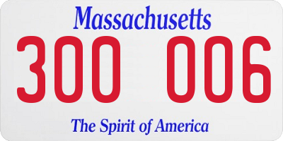 MA license plate 300OO6