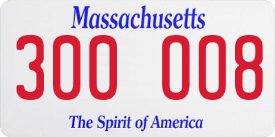 MA license plate 300OO8