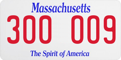 MA license plate 300OO9