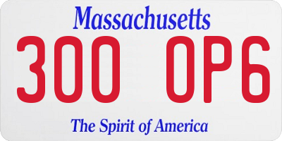 MA license plate 300OP6