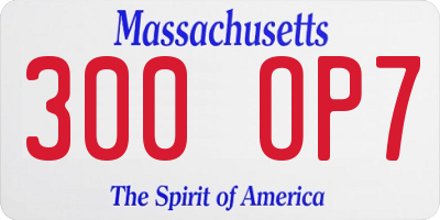 MA license plate 300OP7