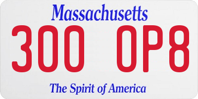MA license plate 300OP8