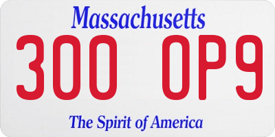 MA license plate 300OP9