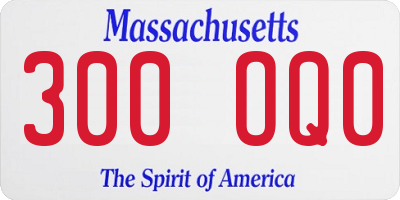 MA license plate 300OQ0