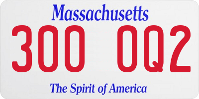 MA license plate 300OQ2