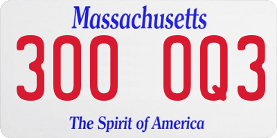 MA license plate 300OQ3
