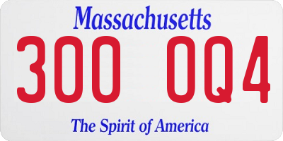 MA license plate 300OQ4