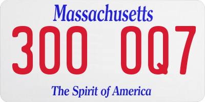 MA license plate 300OQ7