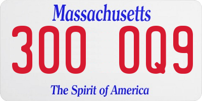 MA license plate 300OQ9