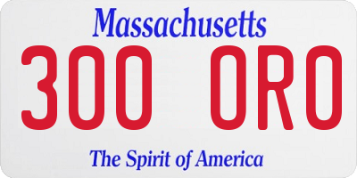 MA license plate 300OR0