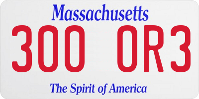 MA license plate 300OR3