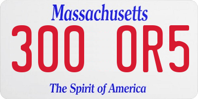 MA license plate 300OR5