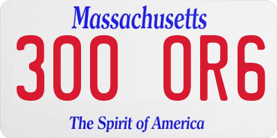 MA license plate 300OR6