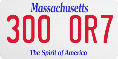MA license plate 300OR7