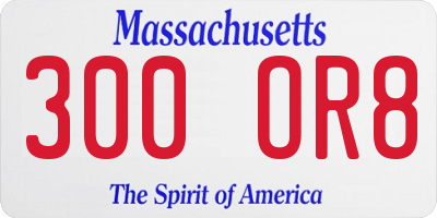 MA license plate 300OR8