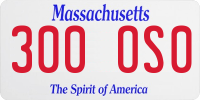 MA license plate 300OS0