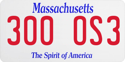 MA license plate 300OS3