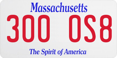 MA license plate 300OS8