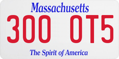 MA license plate 300OT5