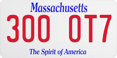 MA license plate 300OT7