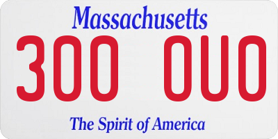MA license plate 300OU0