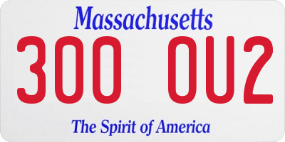 MA license plate 300OU2