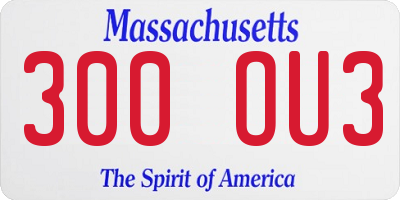 MA license plate 300OU3
