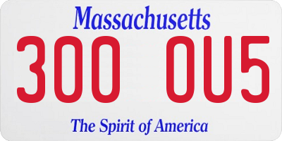 MA license plate 300OU5