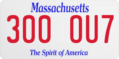 MA license plate 300OU7