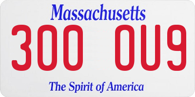 MA license plate 300OU9