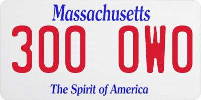 MA license plate 300OW0
