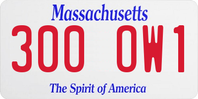 MA license plate 300OW1