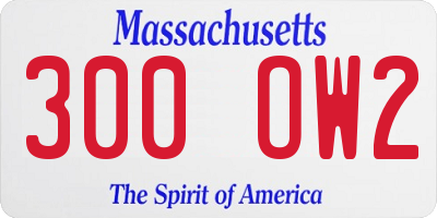 MA license plate 300OW2
