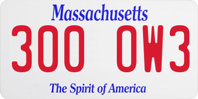 MA license plate 300OW3