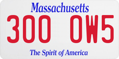 MA license plate 300OW5