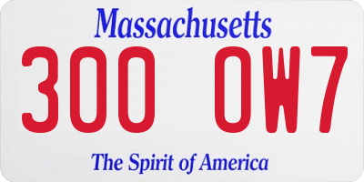 MA license plate 300OW7