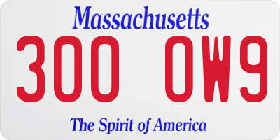 MA license plate 300OW9