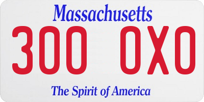 MA license plate 300OX0