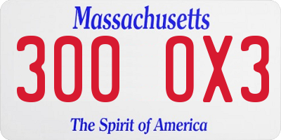 MA license plate 300OX3