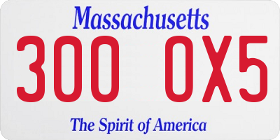 MA license plate 300OX5