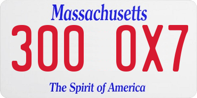 MA license plate 300OX7