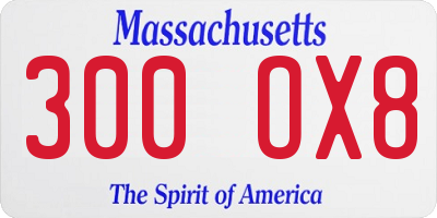 MA license plate 300OX8