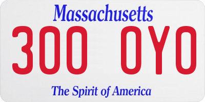 MA license plate 300OY0