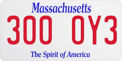 MA license plate 300OY3