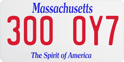 MA license plate 300OY7