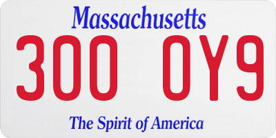 MA license plate 300OY9