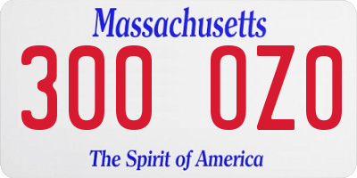 MA license plate 300OZ0