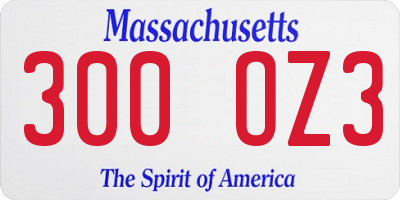 MA license plate 300OZ3