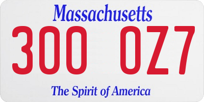 MA license plate 300OZ7